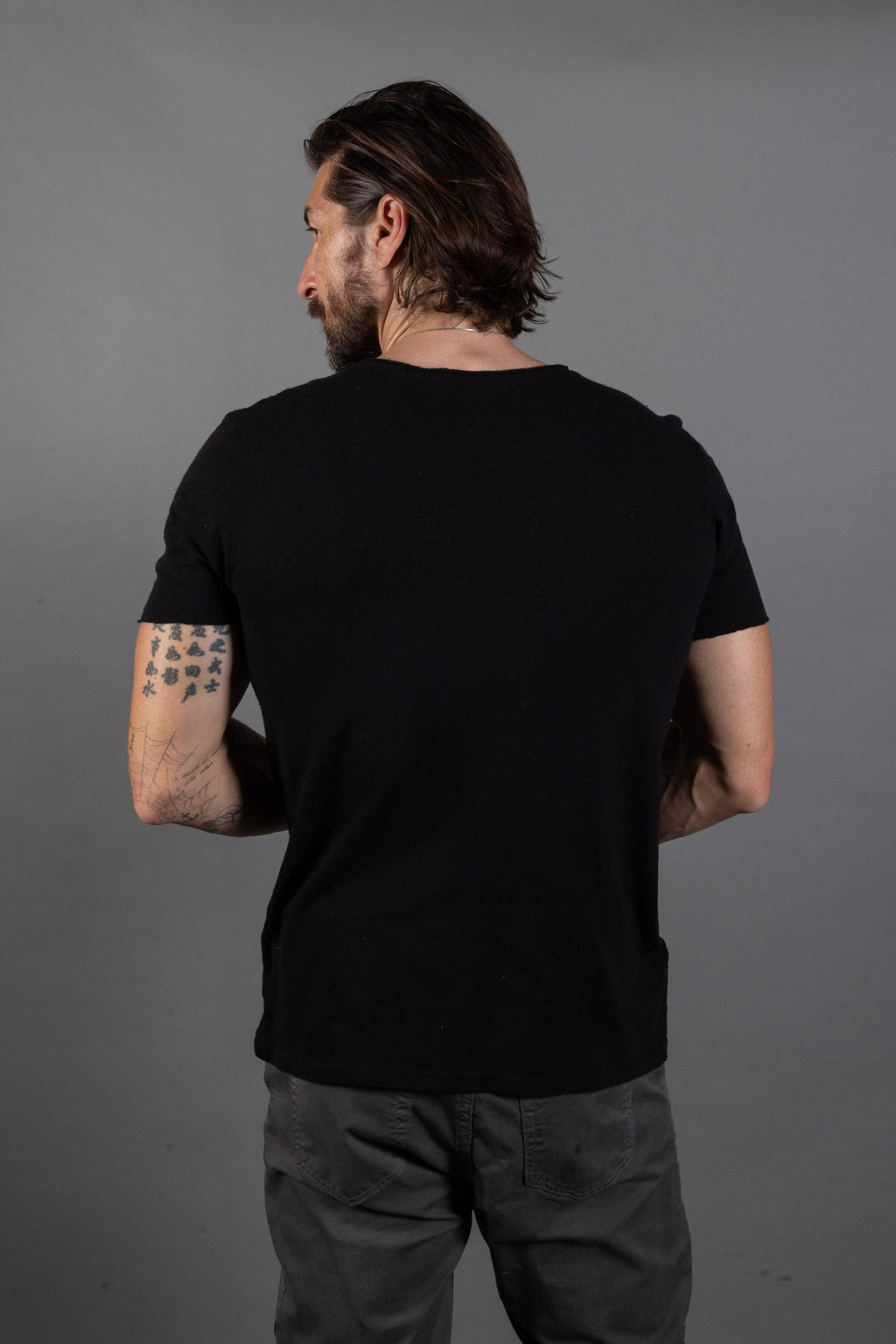 Men's Wallace Raw Neck Cotton Linen Crew Tee