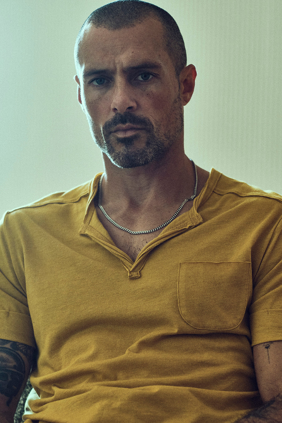 Men's Jersey Raw Neck Curved Pocket Tee