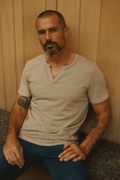 Men's Cotton Cross V-Neck Stripe Tee