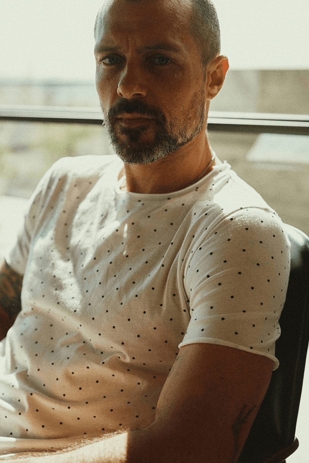 Men's Brolin Raw Neck Crew Dot Print Tee